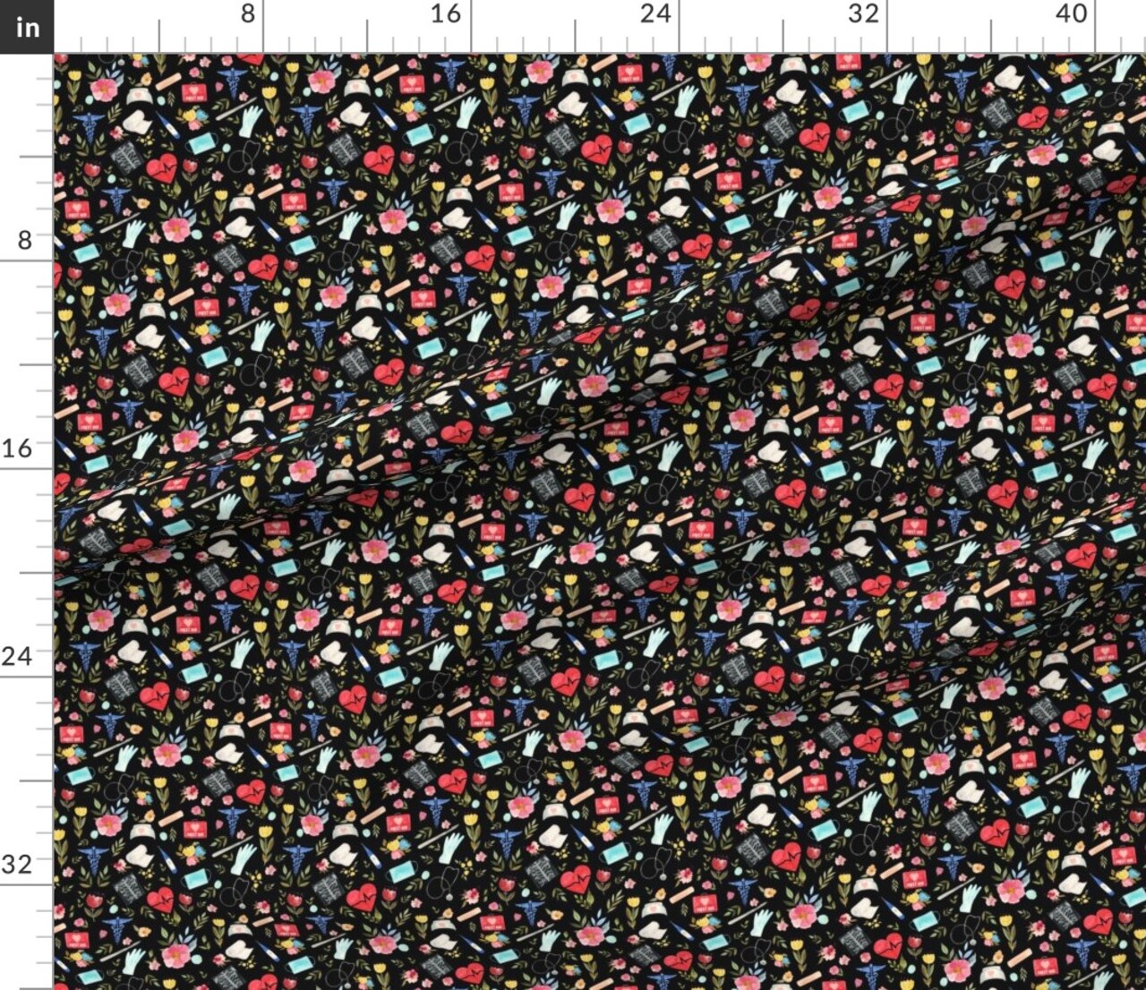 Various Fabrics by the Yard or Fat Quarter Love Medical Black Doctor Nurse Medicine Custom Printed Fabric by Spoonflower
